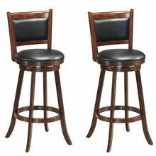 Load image into Gallery viewer, Set of 2 29 Inch Swivel Bar Height Stool Wood Dining Chair Barstool-Brown