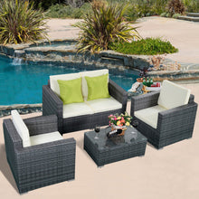 Load image into Gallery viewer, 4 Pieces Gray Wicker Rattan Sofa Furniture Set Patio Garden Lawn Cushioned Seat New