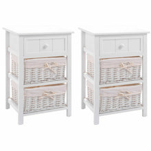 Load image into Gallery viewer, Set of 2 3 Layer 1 Drawer Wood Bedside End Table-White