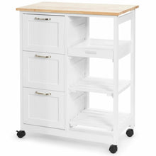 Load image into Gallery viewer, Rolling Kitchen Island Utility Storage Cart with 3 Large Drawers-White