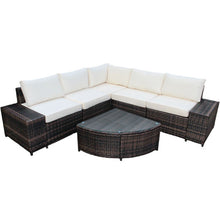 Load image into Gallery viewer, 6 Pieces Rattan Furniture Cushioned Sofa Set-White