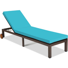 Load image into Gallery viewer, Patio Chaise Lounge Chair Outdoor Rattan Lounger Recliner Chair-Turquoise