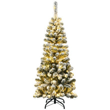 Load image into Gallery viewer, 4.5 Feet Pre-Lit Snow Flocked Pencil Christmas Tree with 150 LED Light