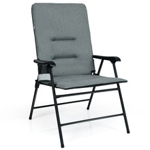 Load image into Gallery viewer, Patio Folding Padded Chair with High Backrest and Cup Holder-Gray