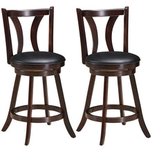 Load image into Gallery viewer, Set of 2 Swivel Bar stool 24 Inch Counter Height Leather Padded Dining Kitchen Chair-24 Inch