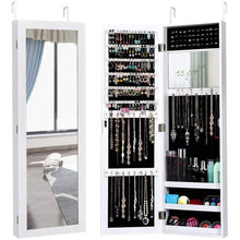 Load image into Gallery viewer, Full Length Mirror Jewelry Cabinet with Ring Slots and Necklace Hooks-White