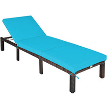 Load image into Gallery viewer, Outdoor Rattan Adjustable Cushioned Chaise-Turquoise