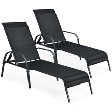 Load image into Gallery viewer, 2 Pcs Outdoor Patio Lounge Chair Chaise Fabric with Adjustable Reclining Armrest