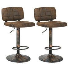 Load image into Gallery viewer, Set of 2 Adjustable Bar Stools Swivel Bar Chairs with Backrest