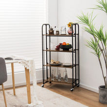Load image into Gallery viewer, Foldable Rolling Cart with Storage Shelves for Kitchen-4-Tier
