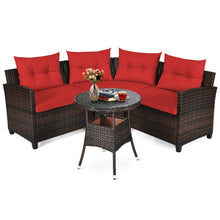 Load image into Gallery viewer, 4 Pieces Outdoor Cushioned Rattan Furniture Set-Red