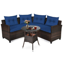 Load image into Gallery viewer, 4 Pieces Outdoor Cushioned Rattan Furniture Set-Navy