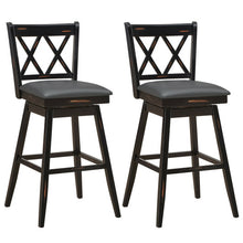 Load image into Gallery viewer, 2 Pieces 29 Inches Swivel Counter Height Barstool Set with Rubber Wood Legs-Black