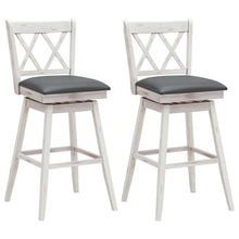 Load image into Gallery viewer, 2 Pieces 29 Inches Swivel Counter Height Barstool Set with Rubber Wood Legs-White