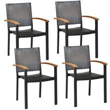 Load image into Gallery viewer, Set of 4 Outdoor Patio PE Rattan Dining Chairs with Powder-coated Steel Frame