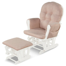 Load image into Gallery viewer, Solid Wood Gliding Chair Set with Pockets and Ottoman for Relaxing-Pink