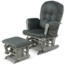 Load image into Gallery viewer, Wood Glider and Ottoman Set with Padded Armrests and Detachable Cushion-Dark Gray