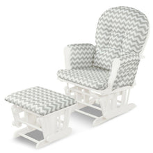 Load image into Gallery viewer, Solid Wood Gliding Chair Set with Pockets and Ottoman for Relaxing-Gray and White