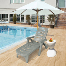 Load image into Gallery viewer, 5 Position Adjustable Folding Lounger Chaise Chair on Wheels-Gray
