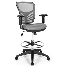 Load image into Gallery viewer, Mesh Drafting Chair Office Chair with Adjustable Armrests and Foot-Ring-Gray