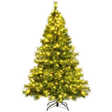 Load image into Gallery viewer, Pre-lit Hinged Christmas Tree with Glitter Tips and Pine Cones