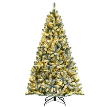 Load image into Gallery viewer, 6 Feet Pre-lit Snow Flocked Hinged Christmas Tree with 928 Tips and Metal Stand-6 ft