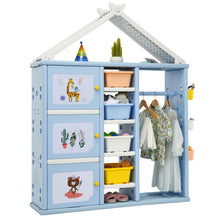 Load image into Gallery viewer, Kids Wardrobe Costume Storage Closet Pretend Dresser Hanging Armoire-Blue