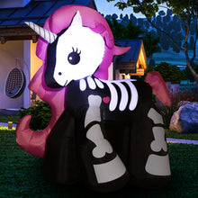 Load image into Gallery viewer, 5.5 Feet Halloween Inflatables Skeleton Unicorn with Built-in LED Lights