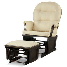 Load image into Gallery viewer, Wood Baby Glider and Ottoman Cushion Set with Padded Armrests for Nursing-Beige