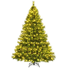 Load image into Gallery viewer, Pre-lit Hinged Christmas Tree wth Glitter Tips and Pine Cones-8 ft