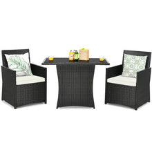 Load image into Gallery viewer, 3 Pieces Patio Rattan Furniture Set with Cushion and Sofa Armrest-White