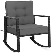 Load image into Gallery viewer, Patio Rattan Rocker Outdoor Glider Rocking Chair Cushion Lawn-Gray