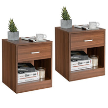 Load image into Gallery viewer, 2 Pieces Nightstand with Storage Drawer and Cabinet-Brown