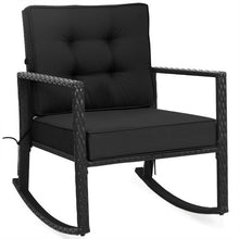 Load image into Gallery viewer, Patio Rattan Rocker Outdoor Glider Rocking Chair Cushion Lawn-Black