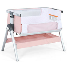 Load image into Gallery viewer, Baby Bassinet Bedside Sleeper with Storage Basket and Wheel for Newborn-Pink