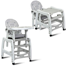Load image into Gallery viewer, 3 in 1 Baby High Chair with Lockable Universal Wheels-Gray