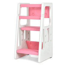 Load image into Gallery viewer, Kids Kitchen Step Stool with Double Safety Rails -Pink