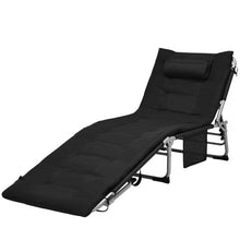Load image into Gallery viewer, 4-Fold Oversize Padded Folding Lounge Chair with Removable Soft Mattress-Black