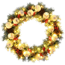 Load image into Gallery viewer, 30-Inch Pre-lit Flocked Artificial Christmas Wreath with Mixed Decorations