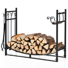 Load image into Gallery viewer, 36 Inch Fireplace Log Holder with Kindling Holders and Shovel