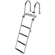 Load image into Gallery viewer, 4 Step Stainless Steel Folding Telescoping Pontoon Boat Ladder