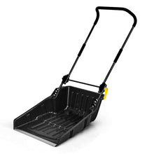 Load image into Gallery viewer, Folding Snow Pusher Scoop Shovel with Wheels and Handle-Black