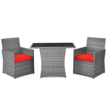 Load image into Gallery viewer, 3 Pieces Patio Rattan Furniture Set with Cushioned Armrest Sofa-Red