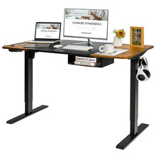 Load image into Gallery viewer, 55 Inch x 28 Inch Electric Standing Desk with USB Port Black-Brown