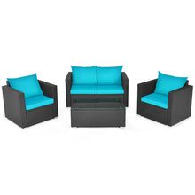 Load image into Gallery viewer, 4Pcs Patio Rattan Cushioned Furniture Set-Turquoise