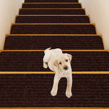 Load image into Gallery viewer, 15 Pieces 30 x 8 Inch Slip Resistant Soft Stair Treads Carpet-Brown