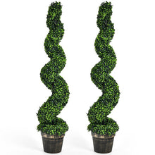 Load image into Gallery viewer, 2 Pack 4 Feet Artificial Spiral Boxwood Topiary Indoor Outdoor Decor