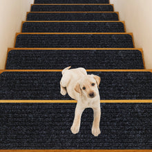Load image into Gallery viewer, 15 Pieces 30 x 8 Inch Slip Resistant Soft Stair Treads Carpet-Black