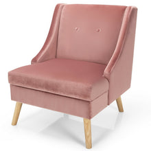 Load image into Gallery viewer, Velvet Wingback Armchair with Rubber Wood Legs-Pink