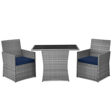 Load image into Gallery viewer, 3 Pieces Patio Rattan Furniture Set with Cushioned Armrest Sofa-Navy